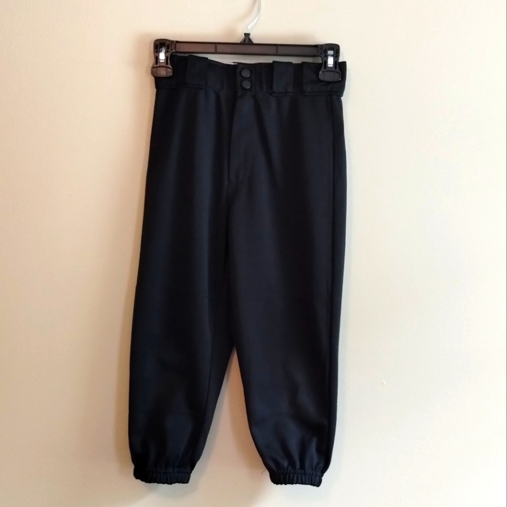 Youth Rawling's Belted T-ball Baseball Softball Pant Black Elastic Bottom Size M